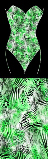 Tigris-ocelot mintás fürdőruha anyag - GREEN