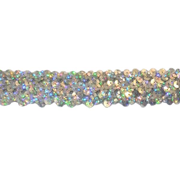 Kód: 35199  3 soros hologrammos elasztikus flitterbortni, 3 cm széles